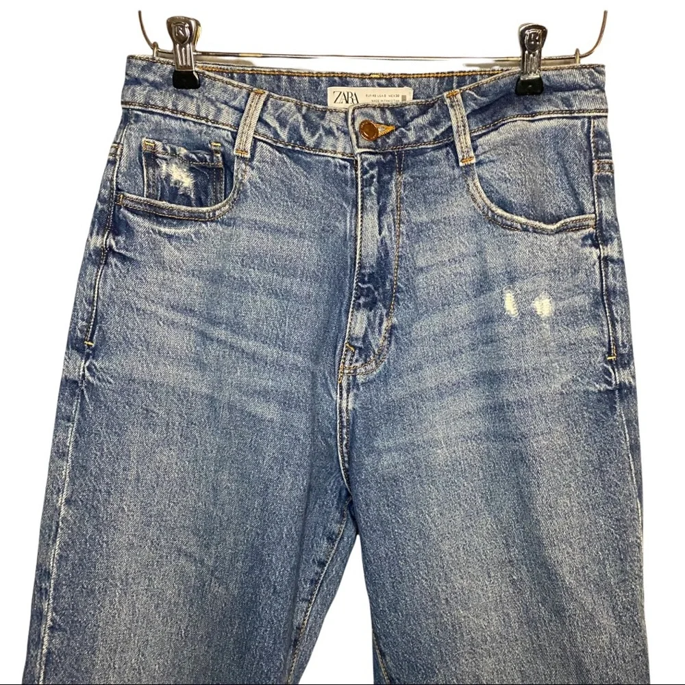Zara High Rise Vintage Relaxed Fit Straight Leg Medium Wash Mom Jeans 8 - Picture 4 of 7